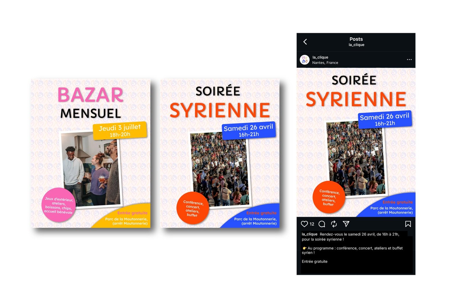 Publications réseaux sociaux La Clique